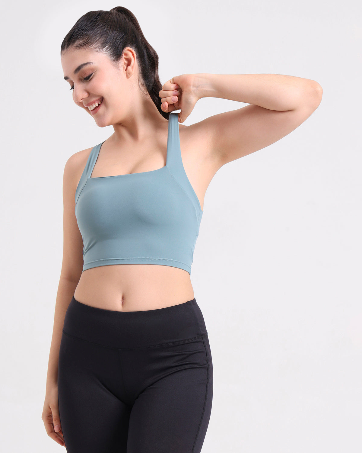 Core Padded Cross Back Crop Top | Original Softretch® | In-built Sports bra | Yoga Top (A)