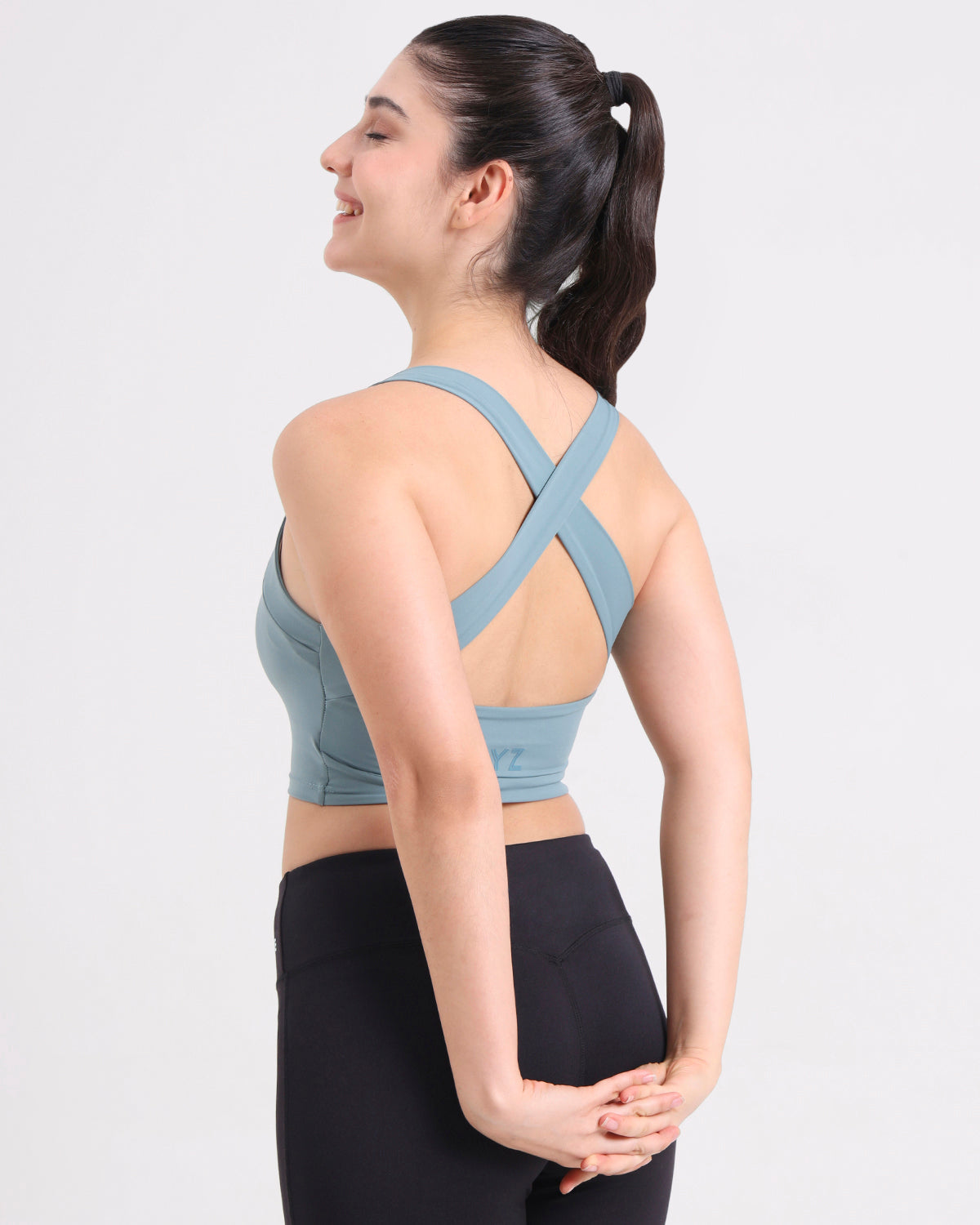 Core Padded Cross Back Crop Top | Original Softretch® | In-built Sports bra | Yoga Top (A)