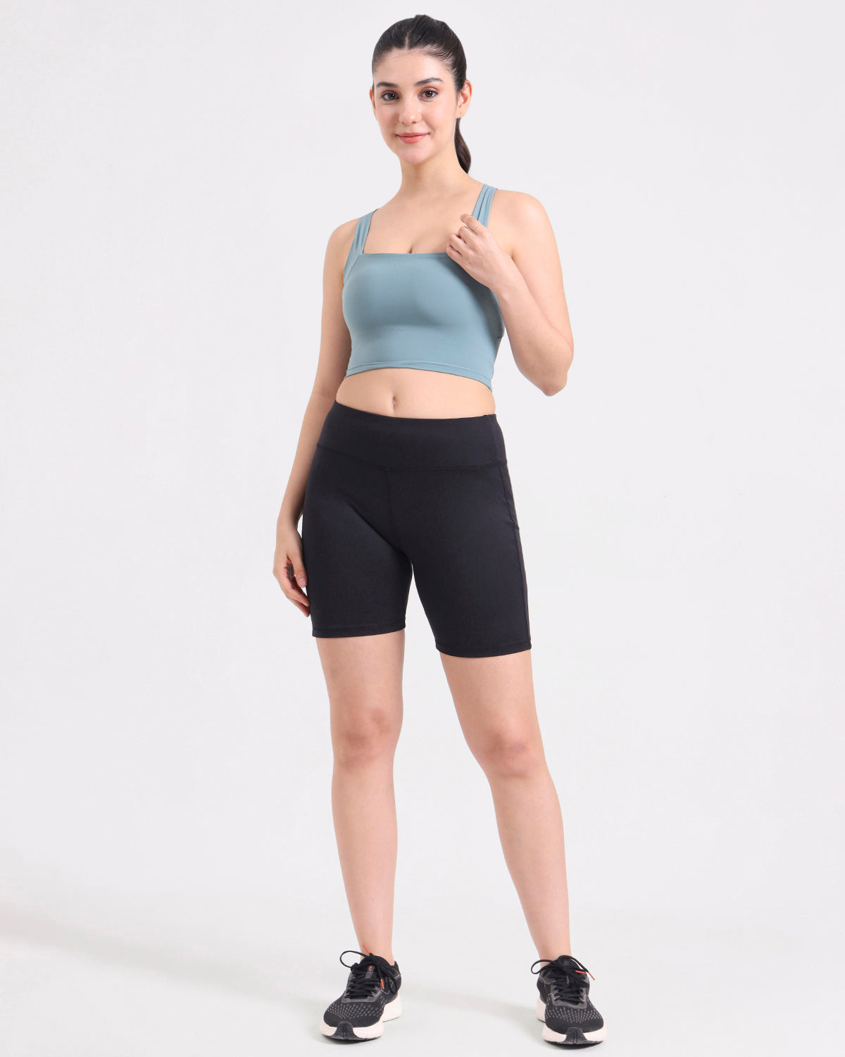 Core Padded Cross Back Crop Top | Original Softretch® | In-built Sports bra | Yoga Top (A)