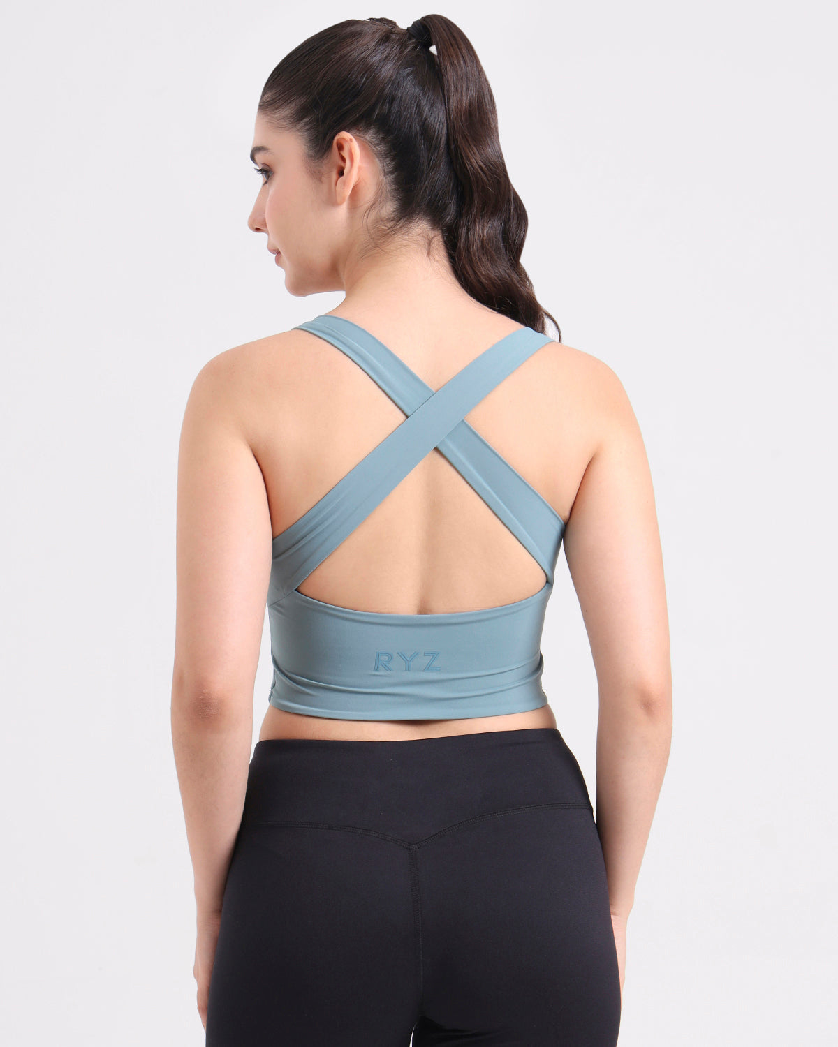 Core Padded Cross Back Crop Top | Original Softretch® | In-built Sports bra | Yoga Top (A)