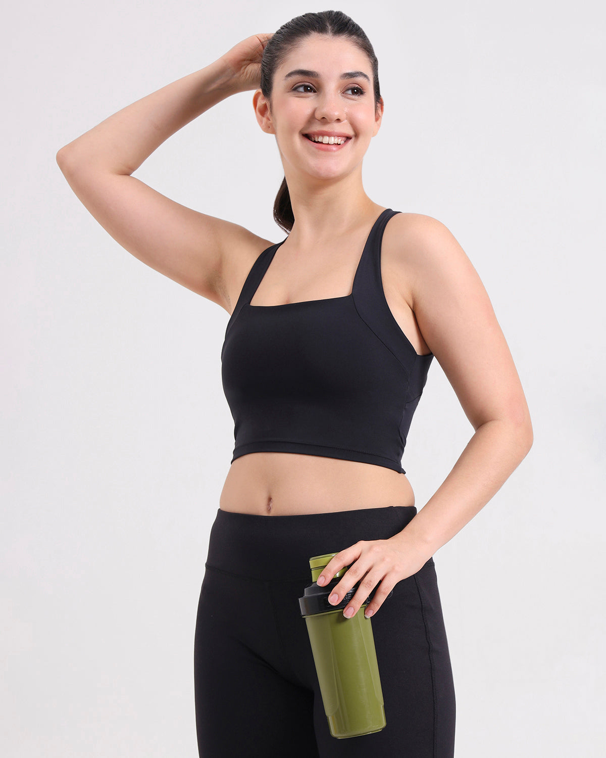 Core Padded Cross Back Crop Top | Original Softretch® | In-built Sports bra | Yoga Top (B)