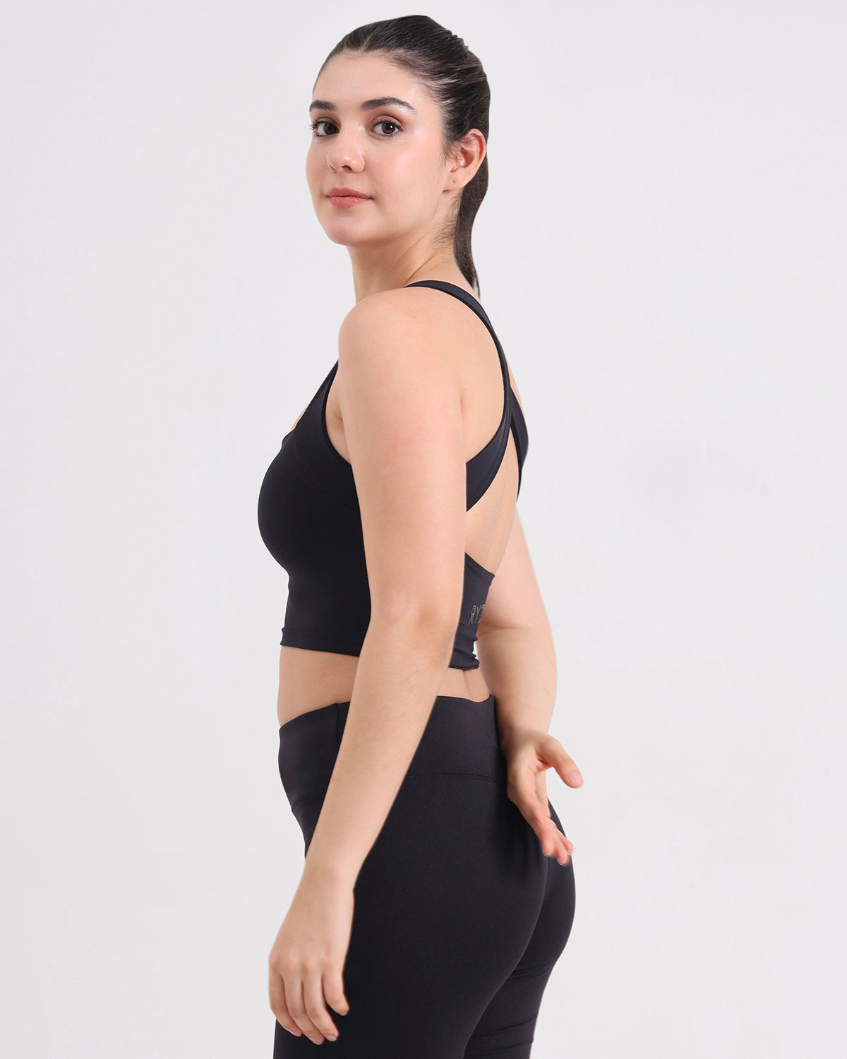 Core Padded Cross Back Crop Top | Original Softretch® | In-built Sports bra | Yoga Top (B)