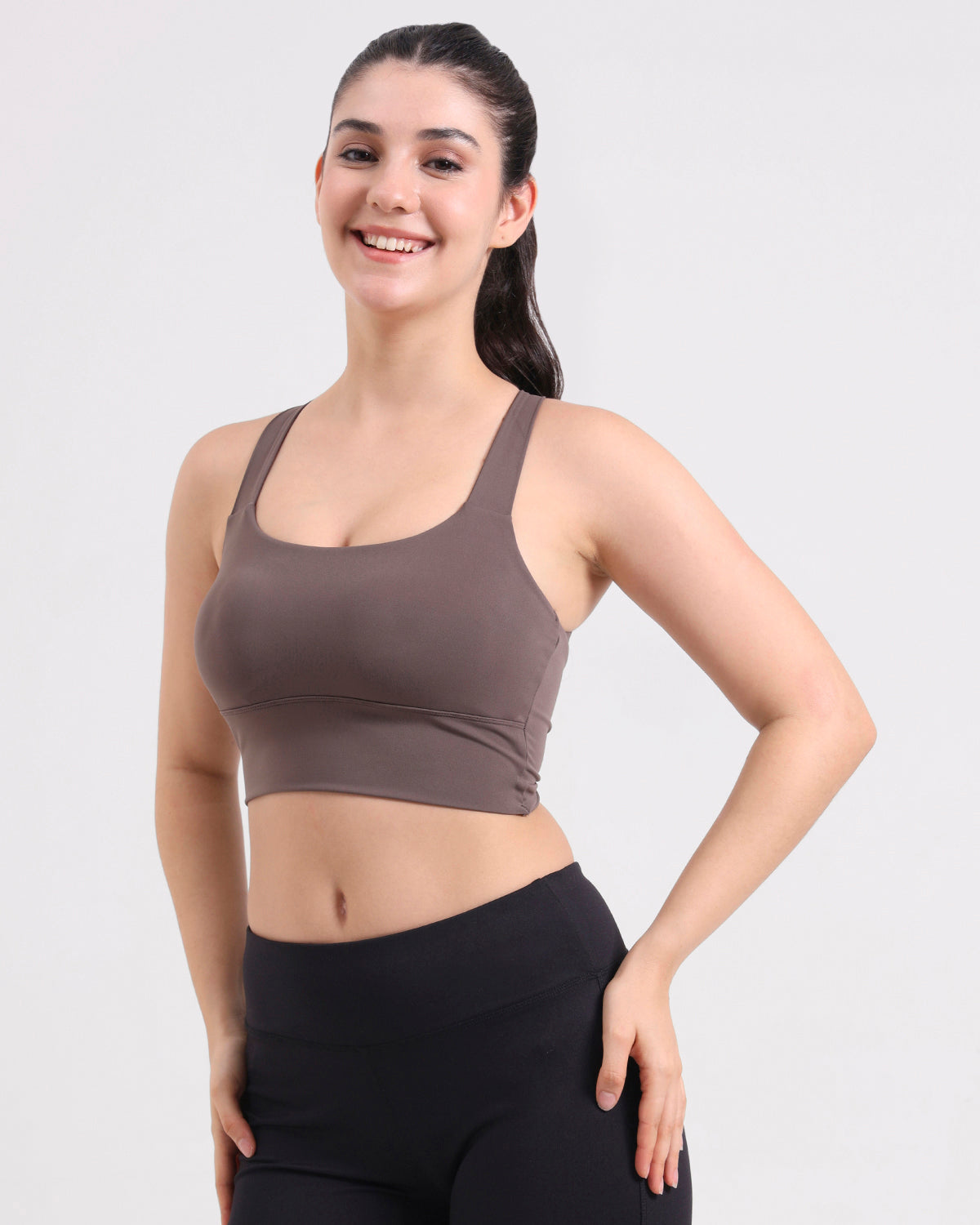 Core Padded Knot Blot Cross Back Crop Top | Original Softretch® | In-built Sports bra | Yoga Top (BR)