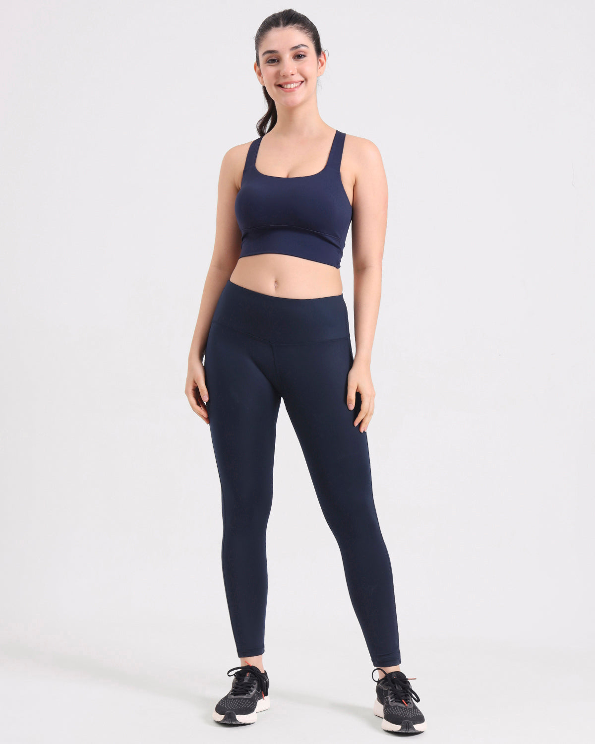 Core Padded Knot Blot Cross Back Crop Top | Original Softretch®| In-built Sports bra | Yoga Top (NV)