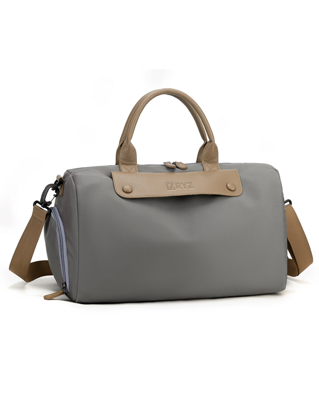 RYZ Active Carry-All Bag – Leather Series | Premium Gym Bag | Luxury Travel Duffle (Grey)