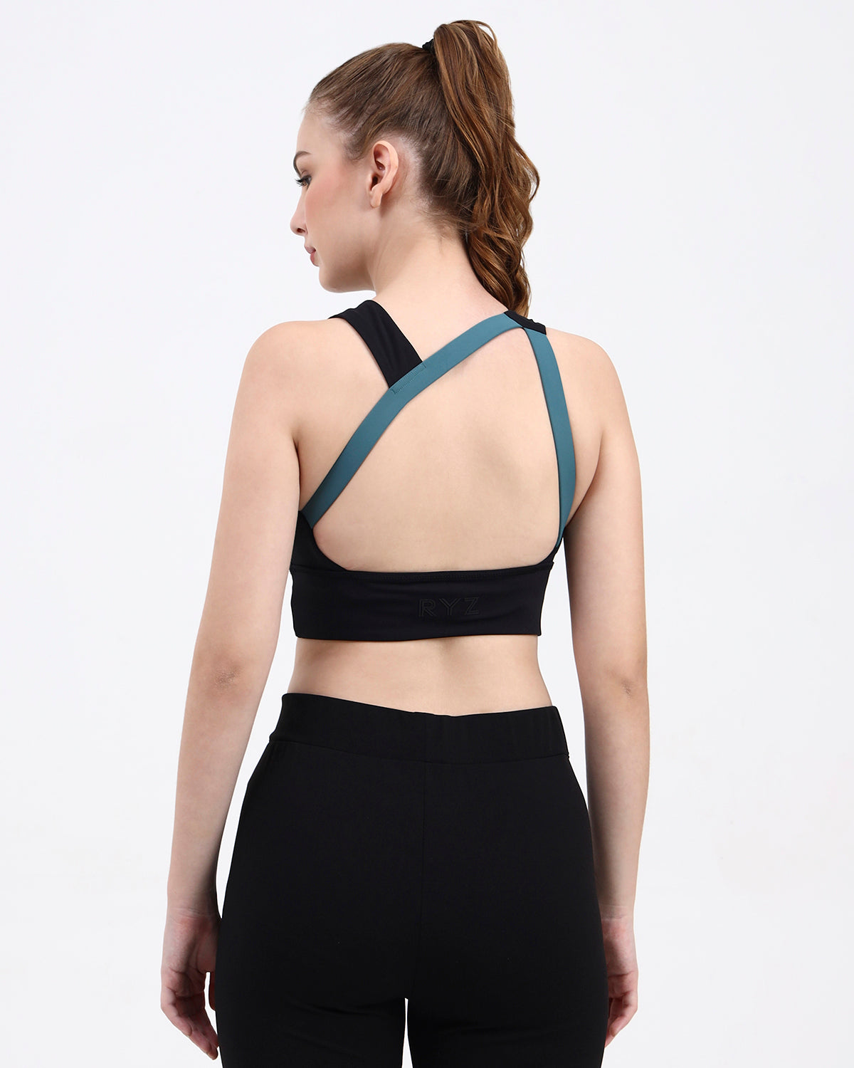 Original Softretch® AeroCross Bra Top | Removable Padding -Black Sage Green -S