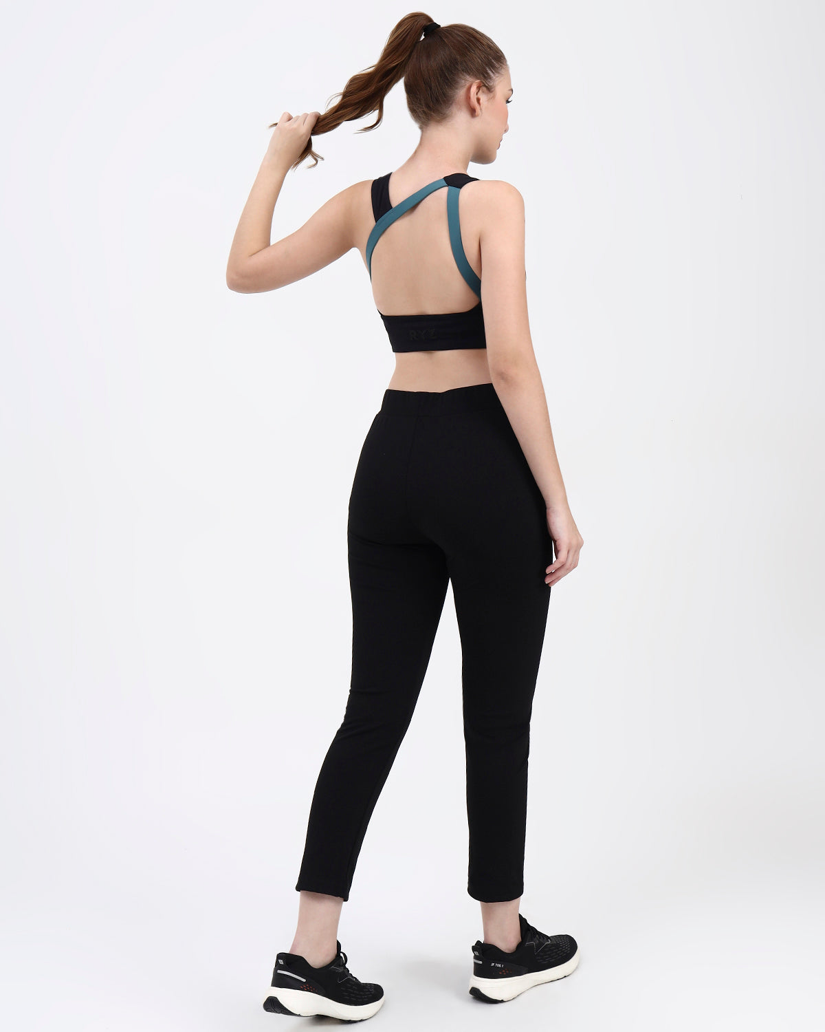 Original Softretch® AeroCross Bra Top | Removable Padding -Black Sage Green -S