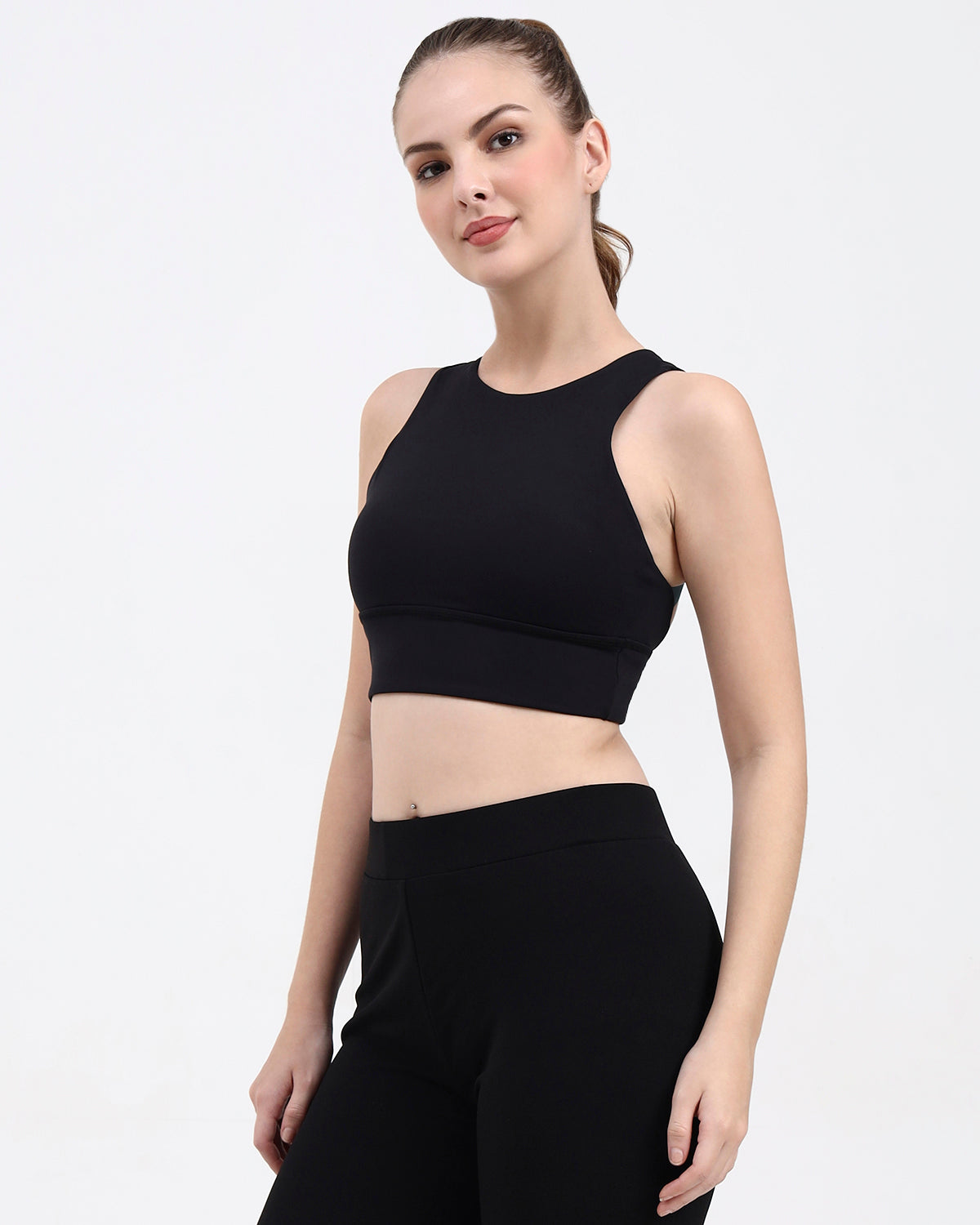 Original Softretch® AeroCross Bra Top | Removable Padding -Black Sage Green -S