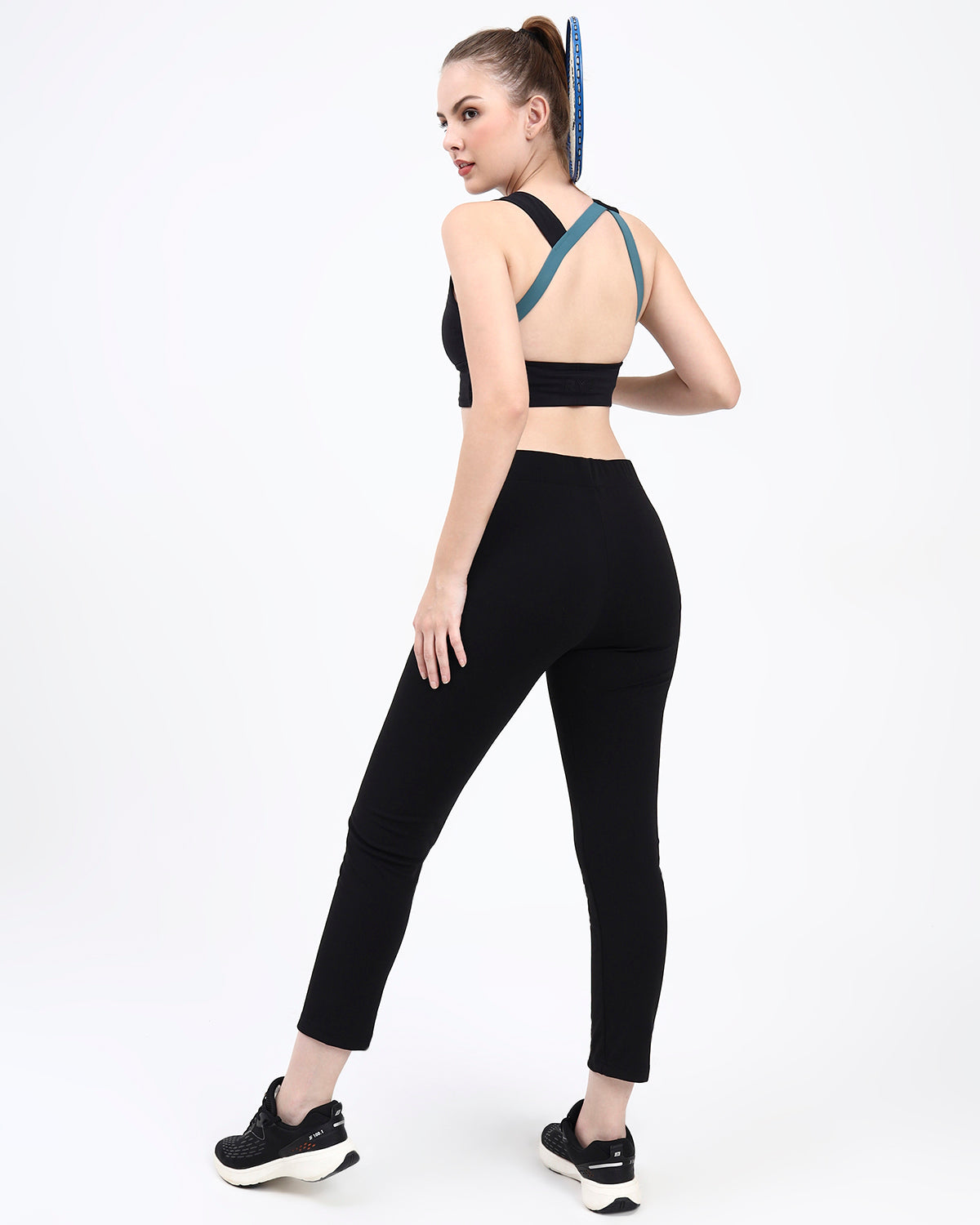 Original Softretch® AeroCross Bra Top | Removable Padding -Black Sage Green -S