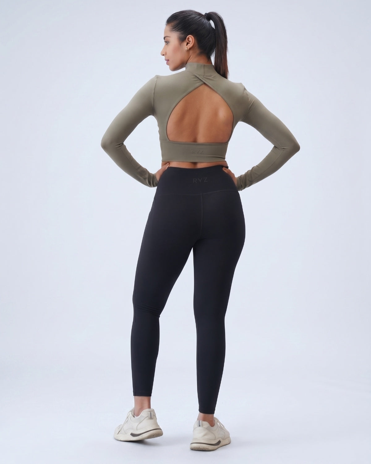 Original Swoosh Full-Sleeve Sports Top (Olive Green)