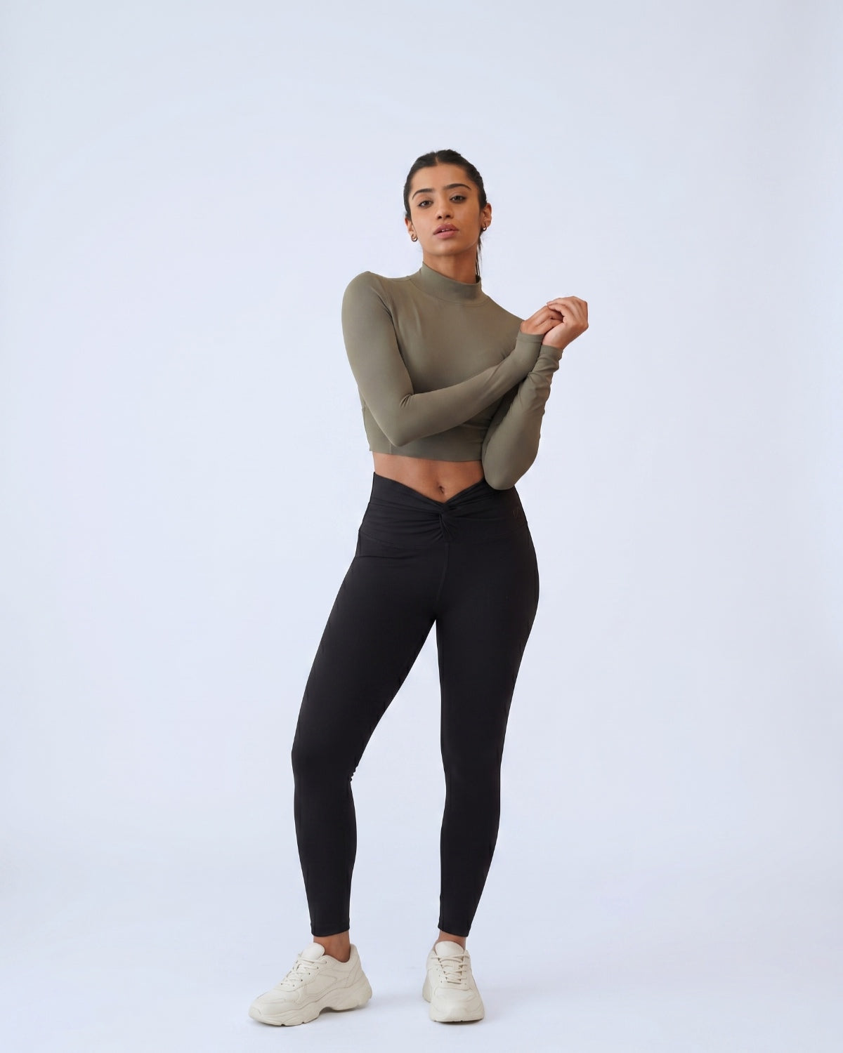 Original Swoosh Full-Sleeve Sports Top (Olive Green)