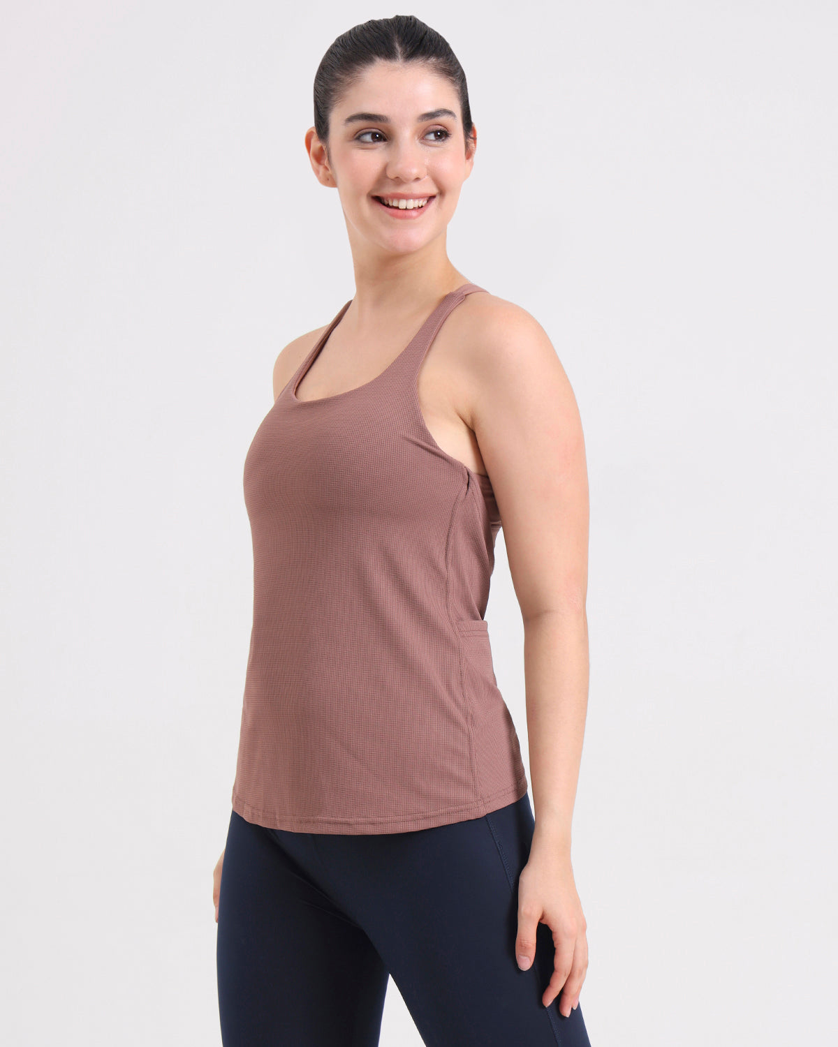 Swoosh Support Padded Cross-back Wrap Tank | In-built Sports bra | Original Softretch® |Yoga Top (BR)