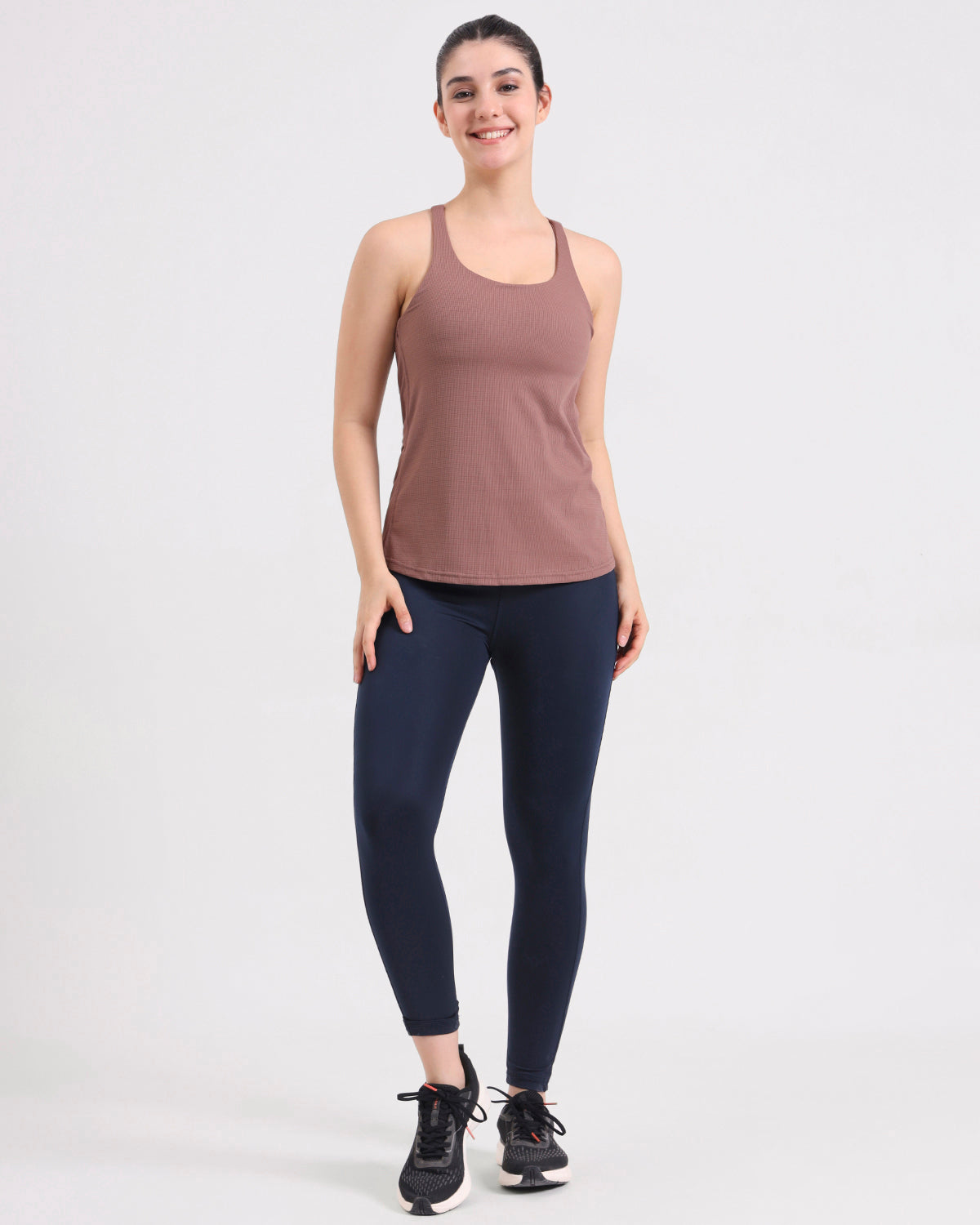 Swoosh Support Padded Cross-back Wrap Tank | In-built Sports bra | Original Softretch® |Yoga Top (BR)