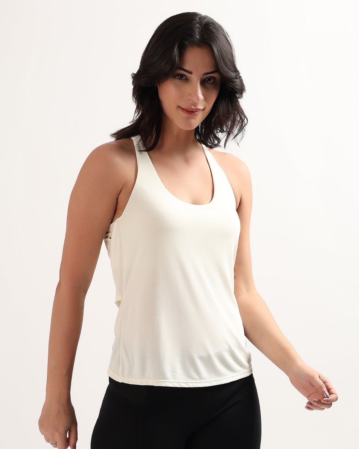Swoosh Padded Cross-back Wrap Tank | Original Softretch® | In-built Sports bra | Yoga Top (I)
