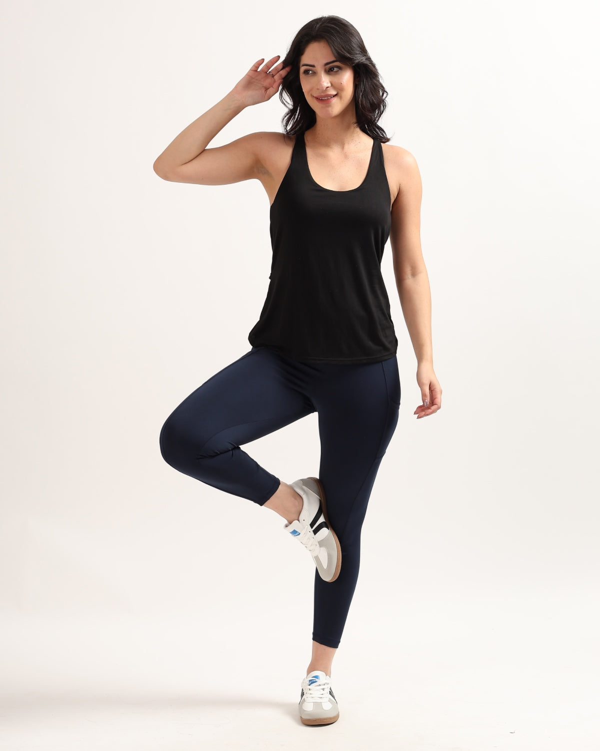 Swoosh Padded Cross-back Wrap Tank | Original Softretch® | In-built Sports bra | Yoga Top (B)