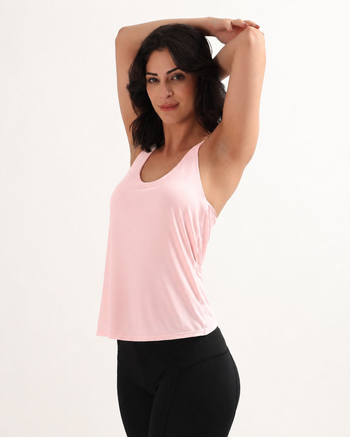 RYZ Swoosh Padded Cross-back Wrap Tank in Blush Pink