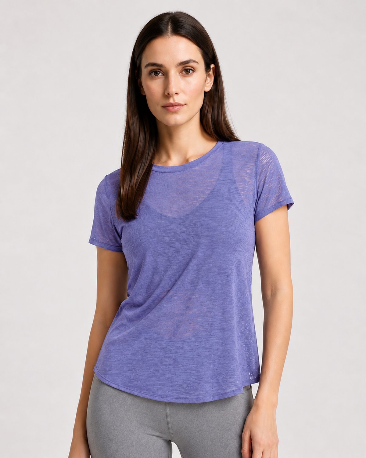 RYZ Softretch Cross-Flow Breeze Tee in Purple, front view