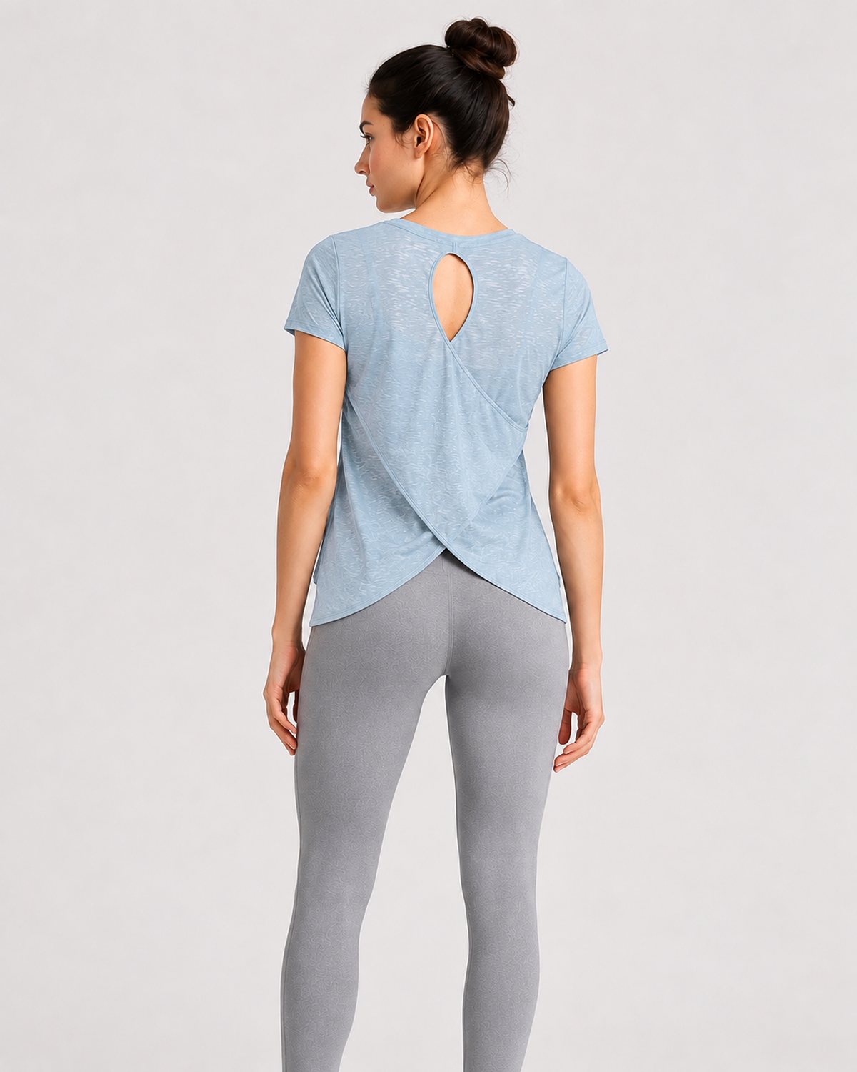 RYZ Softretch Cross-Flow Breeze Tee in Sky Blue, full back view