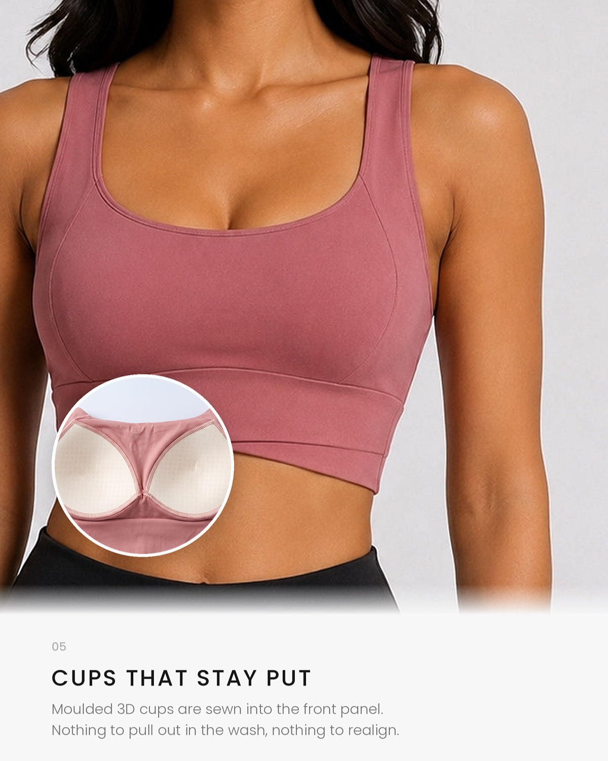 Sculpt Cross-Hem Support Bra Top (Blush Pink)