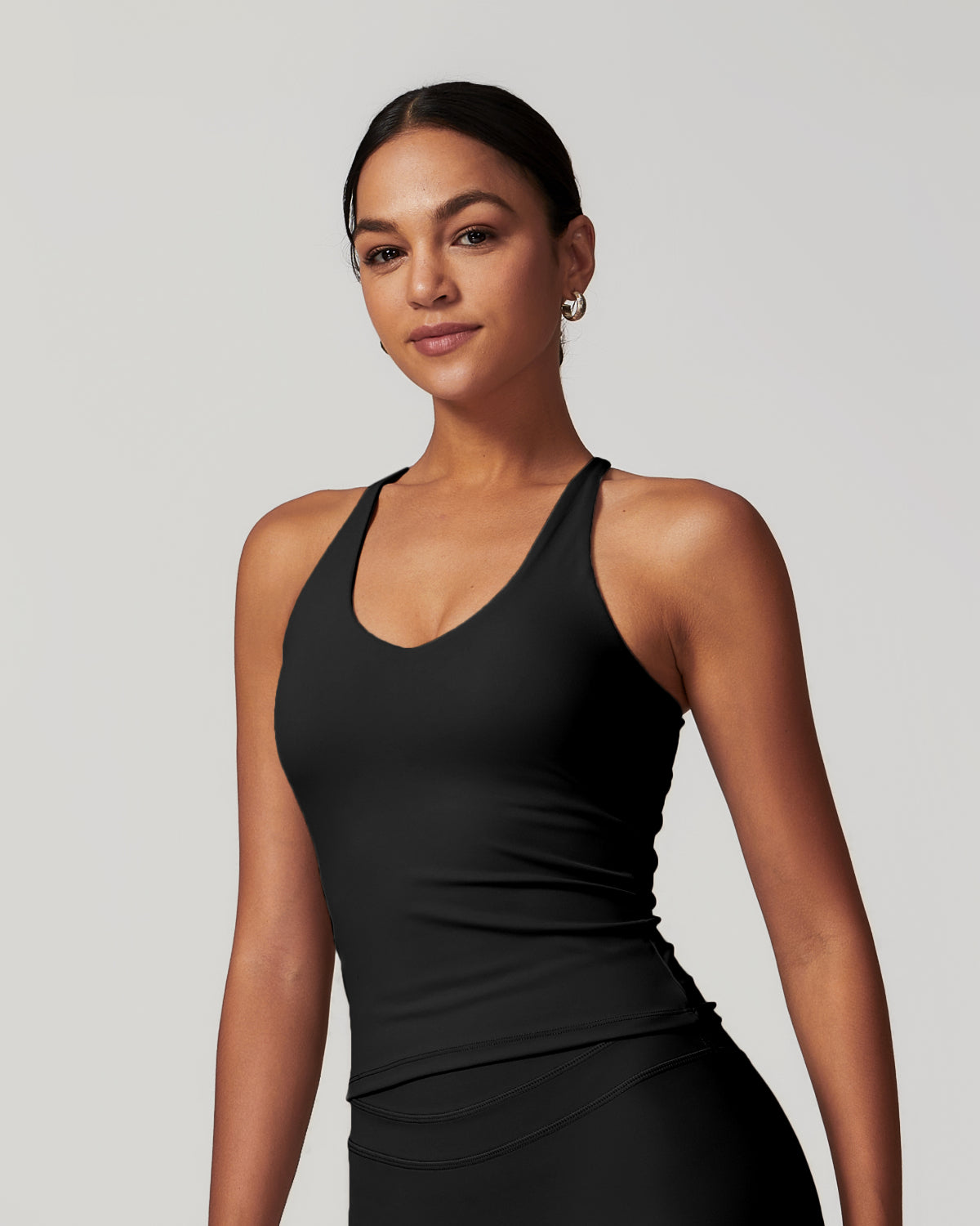 Core Sculpt Fit Tank | Adjustable Cross-Back | Removable Pads | Softretch® (Black)
