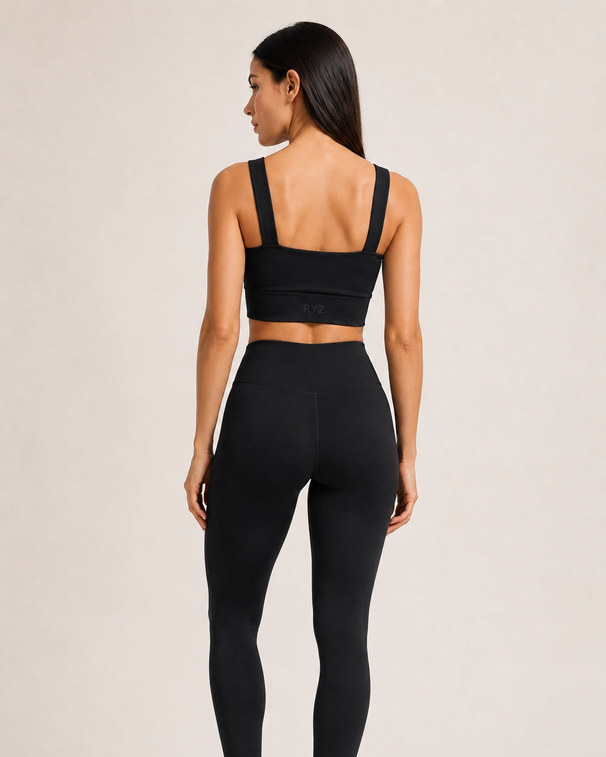 Sculpt Cross-Hem Support Bra Top (Black)