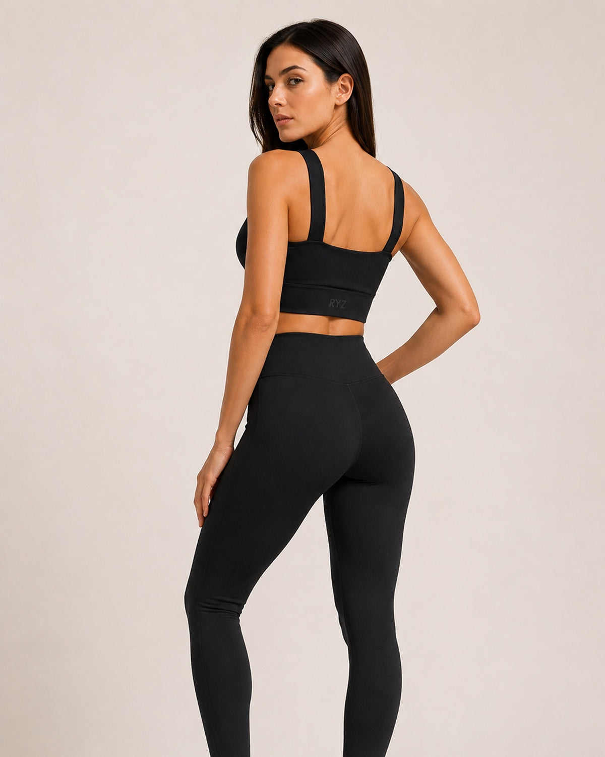 Sculpt Cross-Hem Support Bra Top (Black)