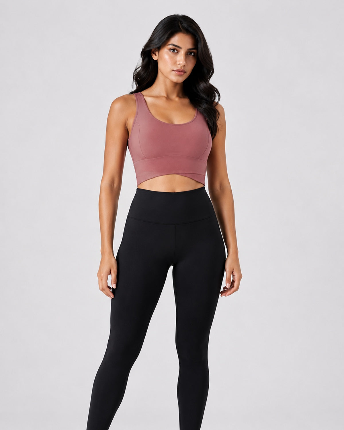 Sculpt Cross-Hem Support Bra Top (Blush Pink)