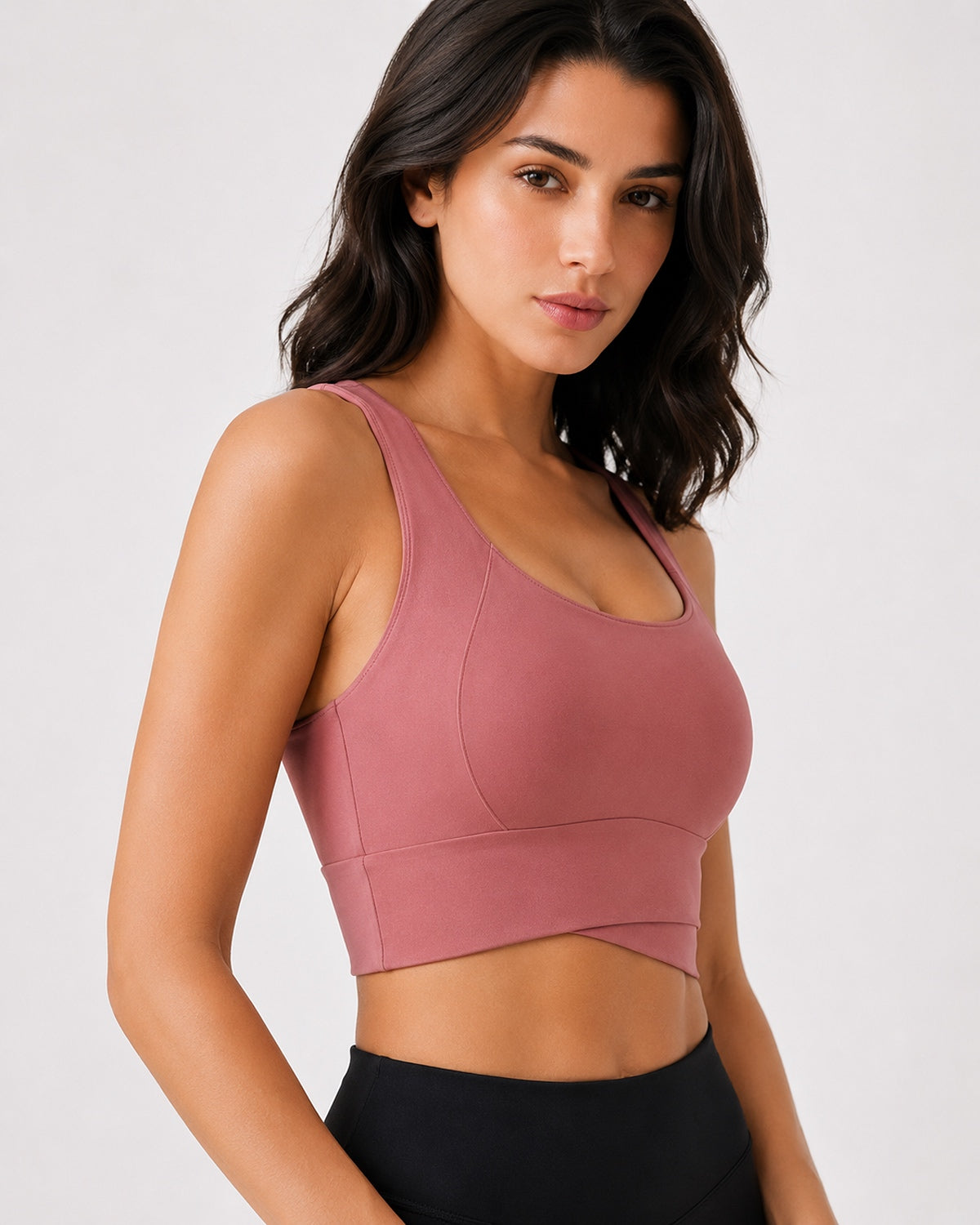 Sculpt Cross-Hem Support Bra Top (Blush Pink)