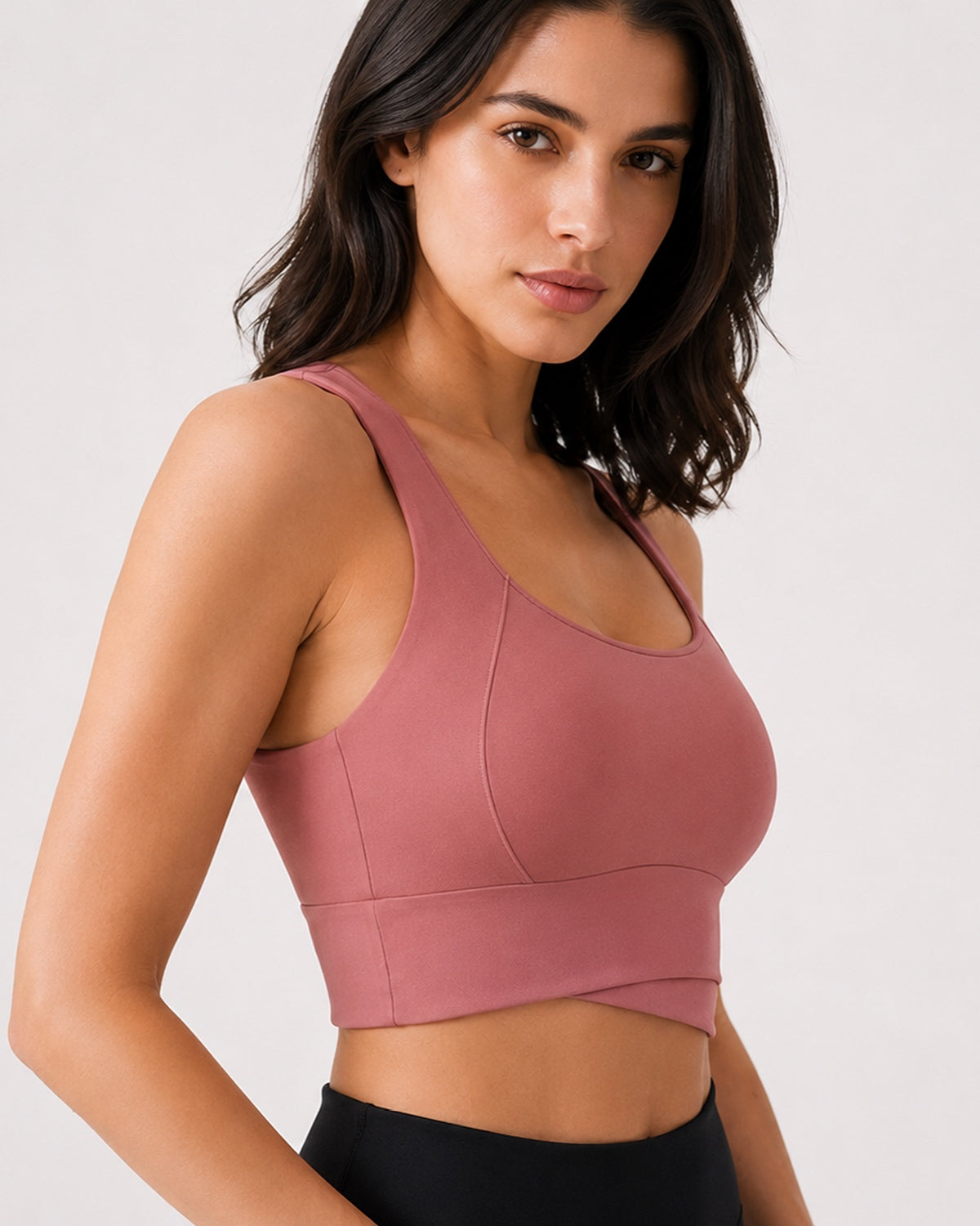 Sculpt Cross-Hem Support Bra Top (Blush Pink)