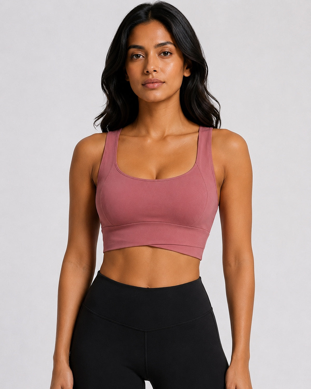 Sculpt Cross-Hem Support Bra Top (Blush Pink)