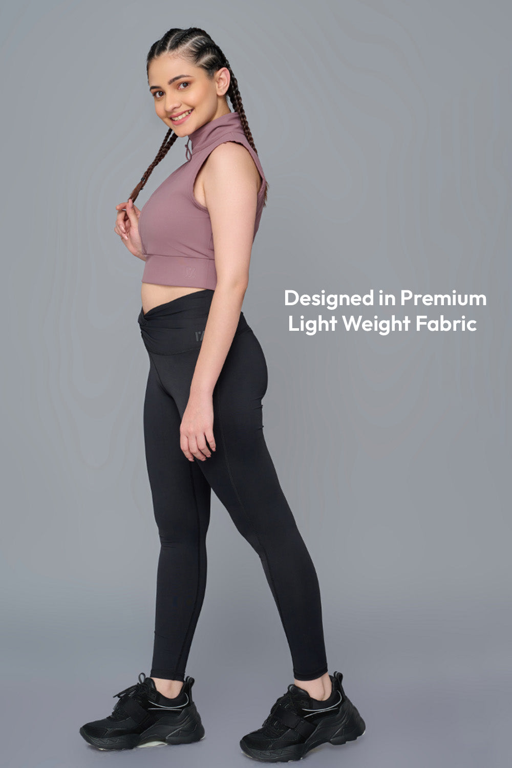 Core Front Zip High-Neck Crop Top (L) | Original Softretch®