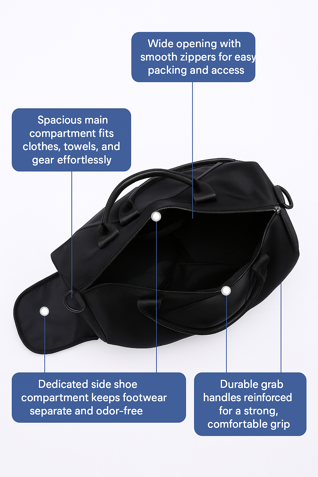 RYZ Active Bag - Carry All | Leather Series (BR)  | Premium Gym Bag | Luxury Travel Duffle