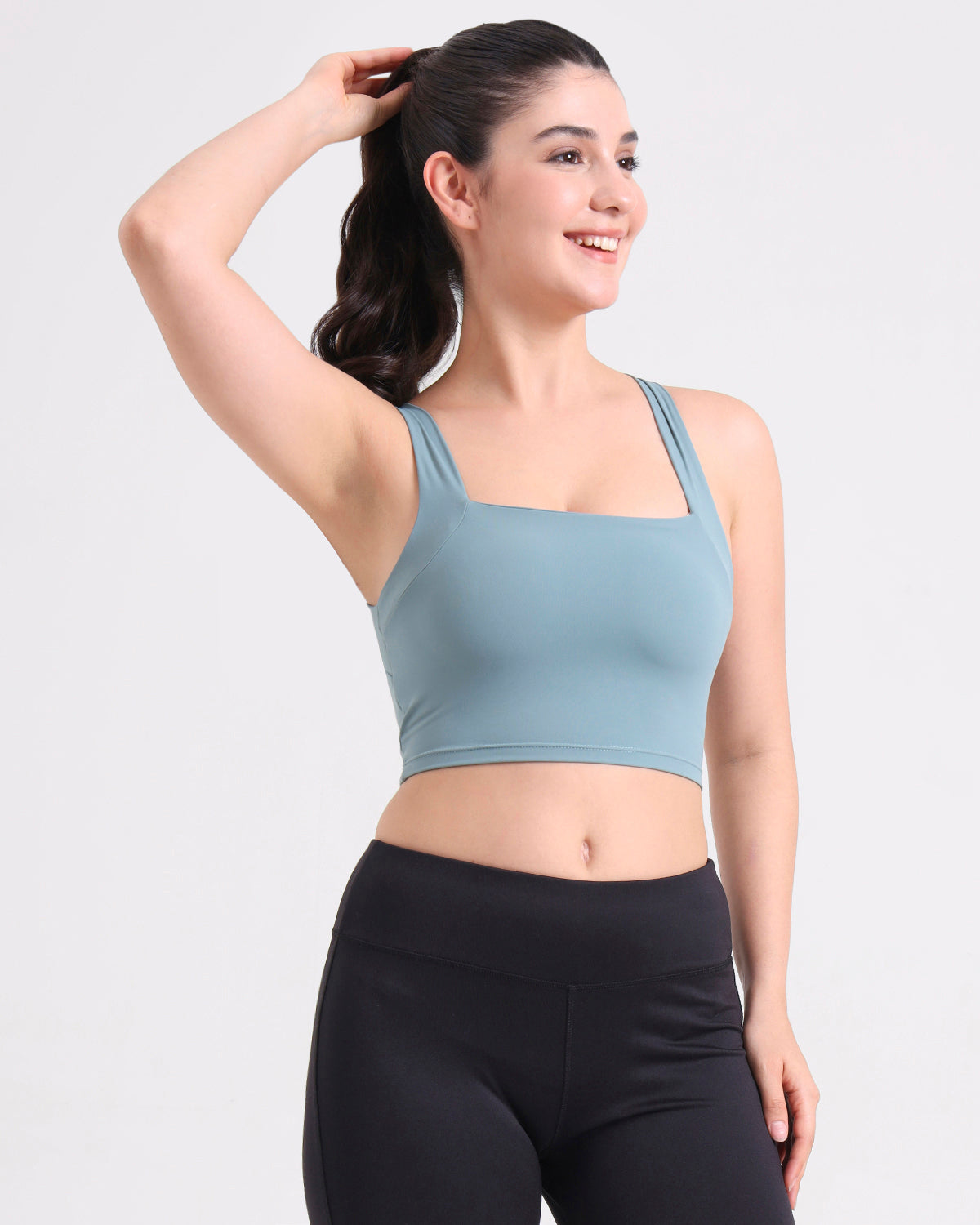 Core Padded Cross Back Crop Top | Original Softretch® | In-built Sports bra | Yoga Top (A)