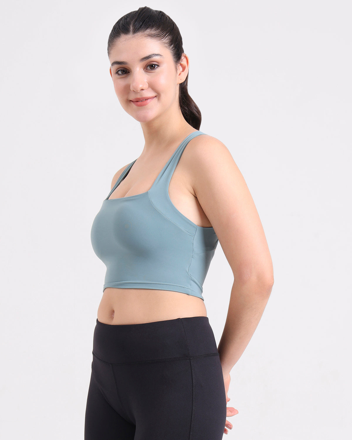 Core Padded Cross Back Crop Top | Original Softretch® | In-built Sports bra | Yoga Top (A)