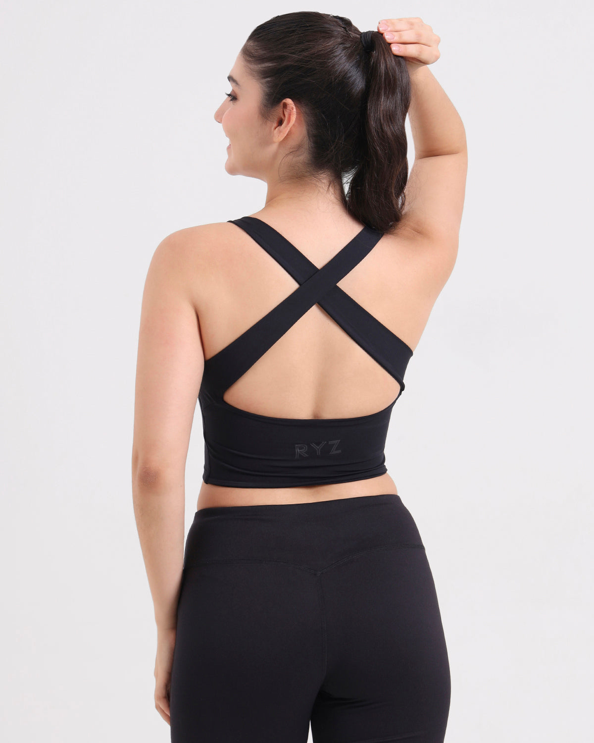 Core Padded Cross Back Crop Top | Original Softretch® | In-built Sports bra | Yoga Top (B)