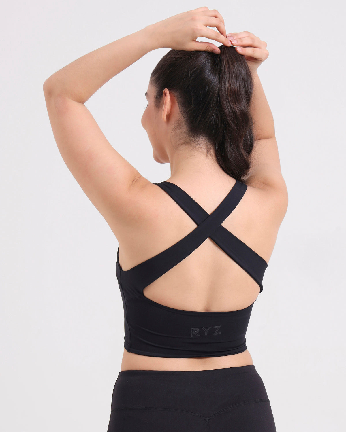 Core Padded Cross Back Crop Top | Original Softretch® | In-built Sports bra | Yoga Top (B)