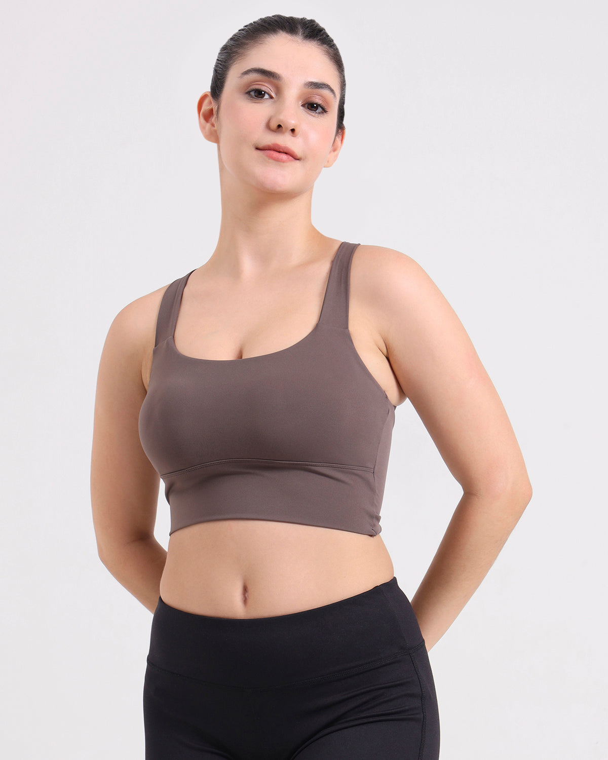 Core Padded Knot Blot Cross Back Crop Top | Original Softretch® | In-built Sports bra | Yoga Top (BR)
