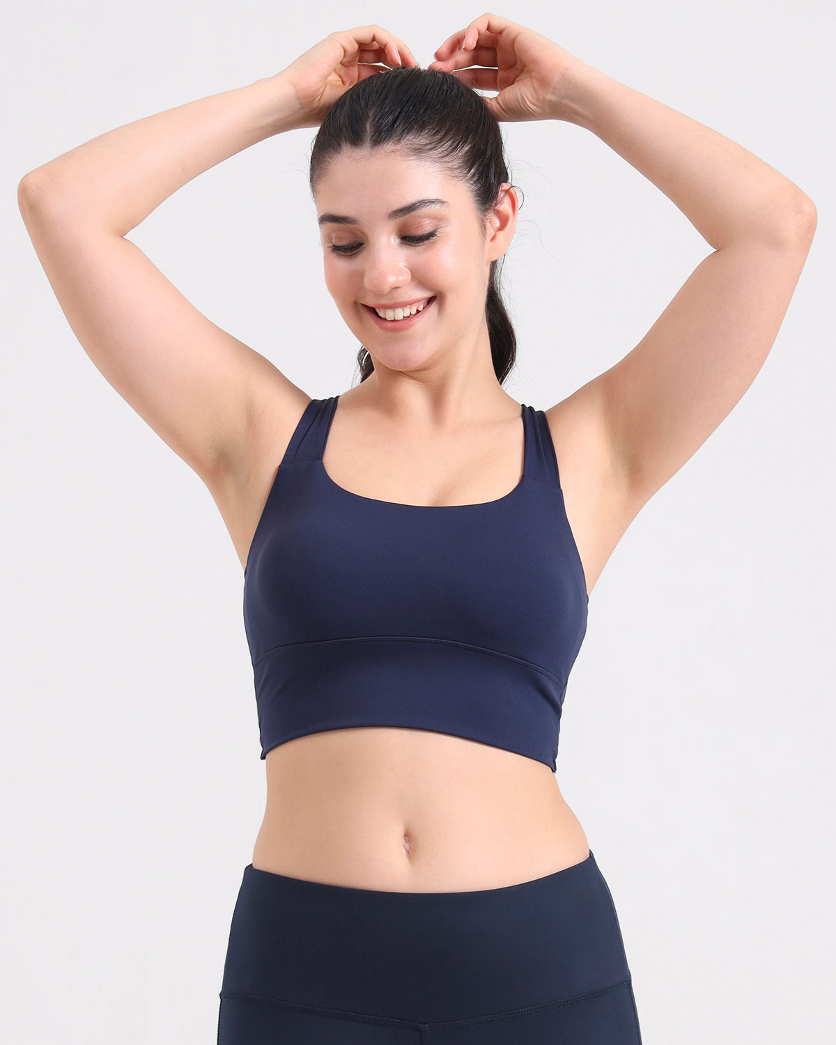 Core Padded Knot Blot Cross Back Crop Top | Original Softretch®| In-built Sports bra | Yoga Top (NV)