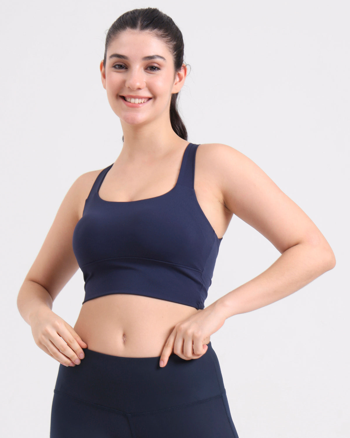 Core Padded Knot Blot Cross Back Crop Top | Original Softretch®| In-built Sports bra | Yoga Top (NV)