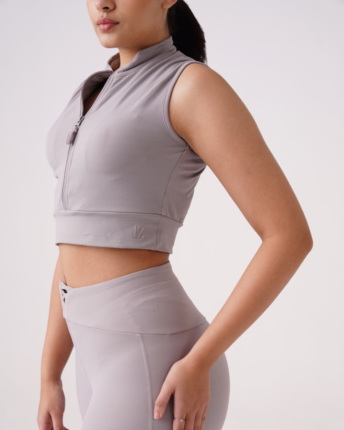 Core Front Zip High-Neck Crop Top (N) | Original Softretch®
