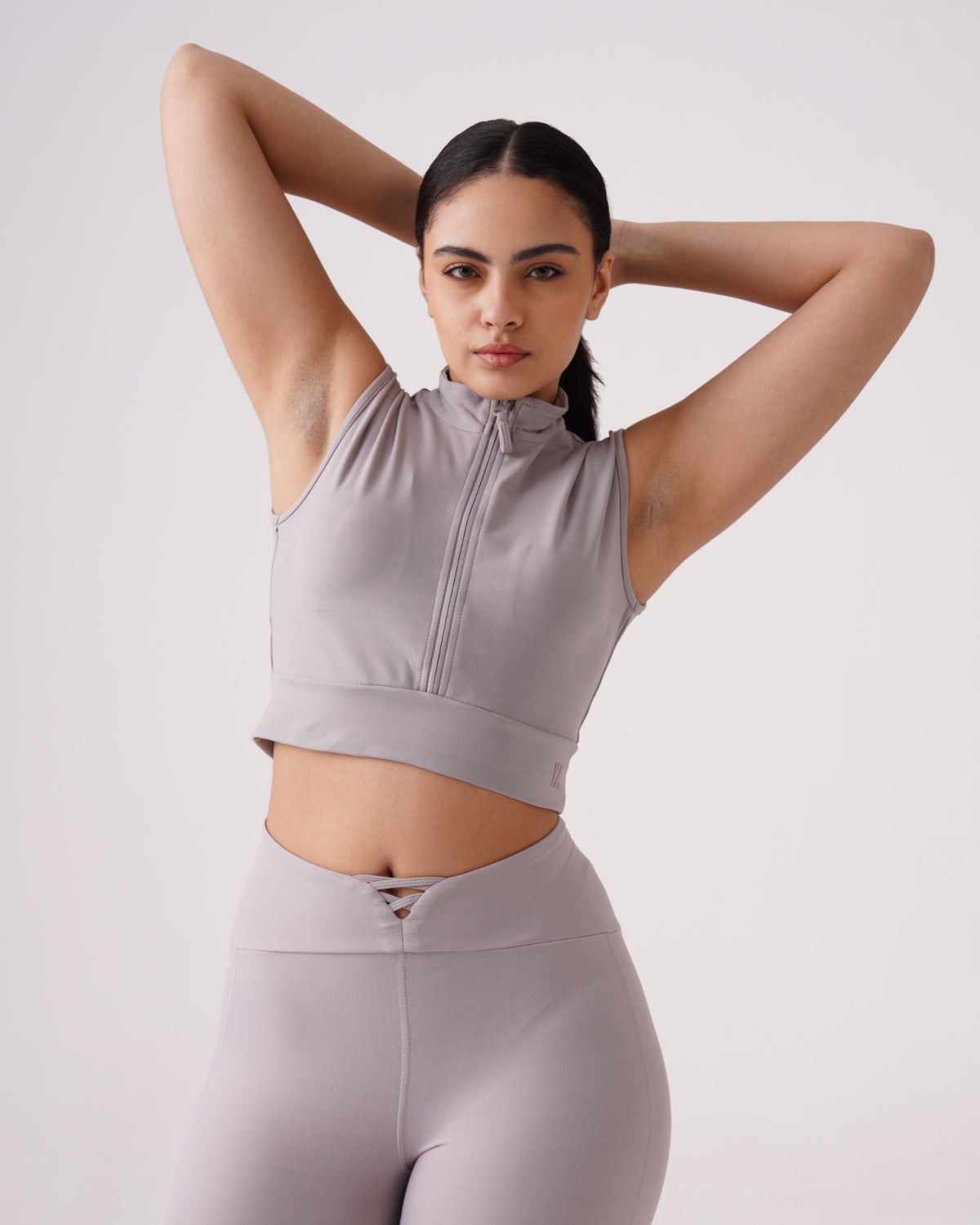 Core Front Zip High-Neck Crop Top (N) | Original Softretch®
