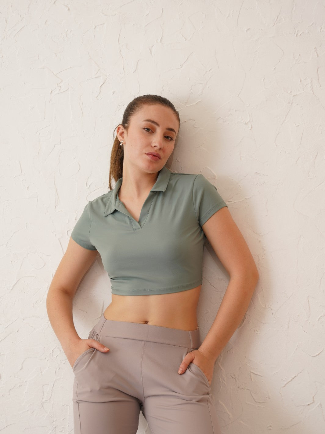 CORE Collar Crop  Polo Top | Original Softretch®