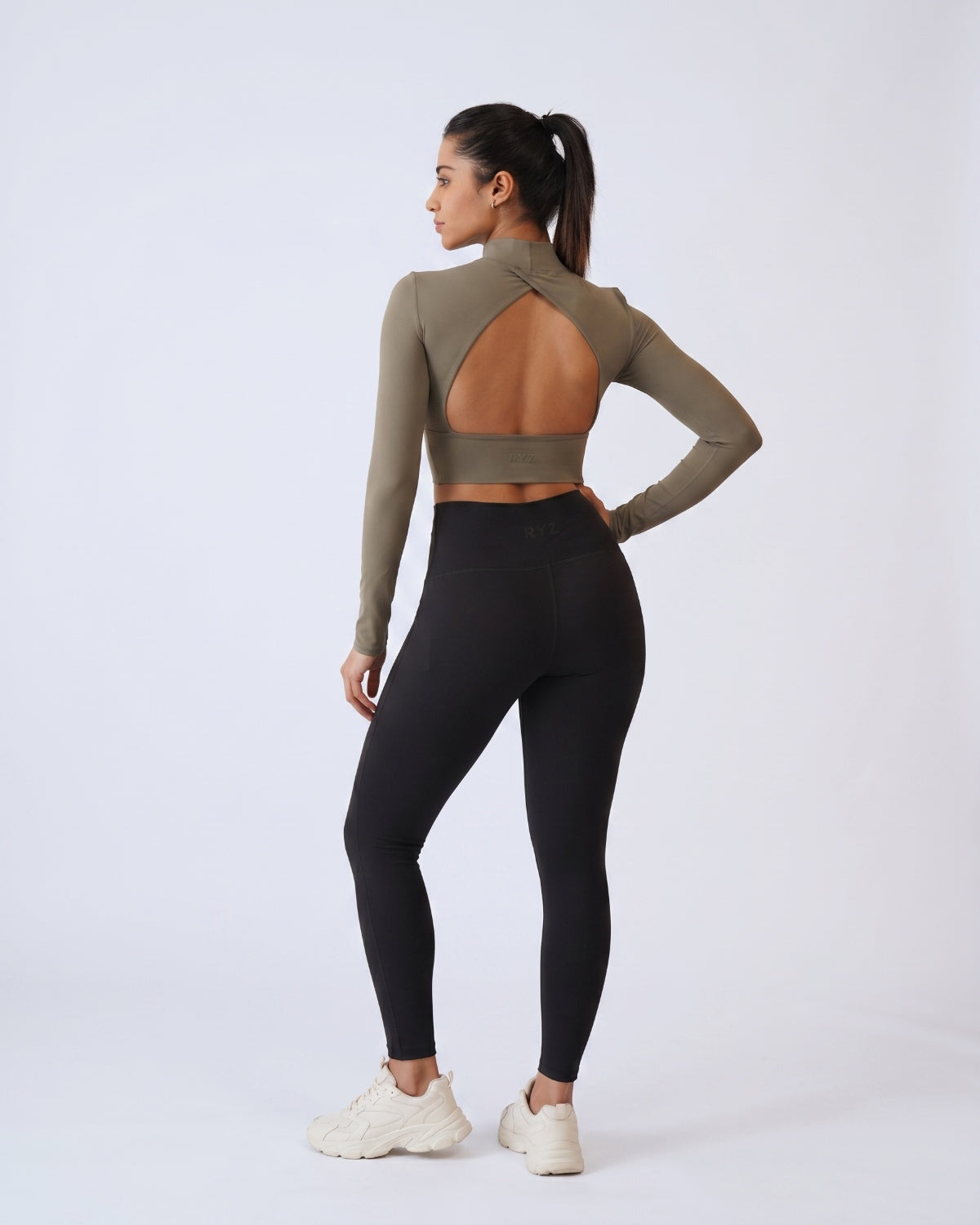 Original Swoosh Full-Sleeve Sports Top (Olive Green)