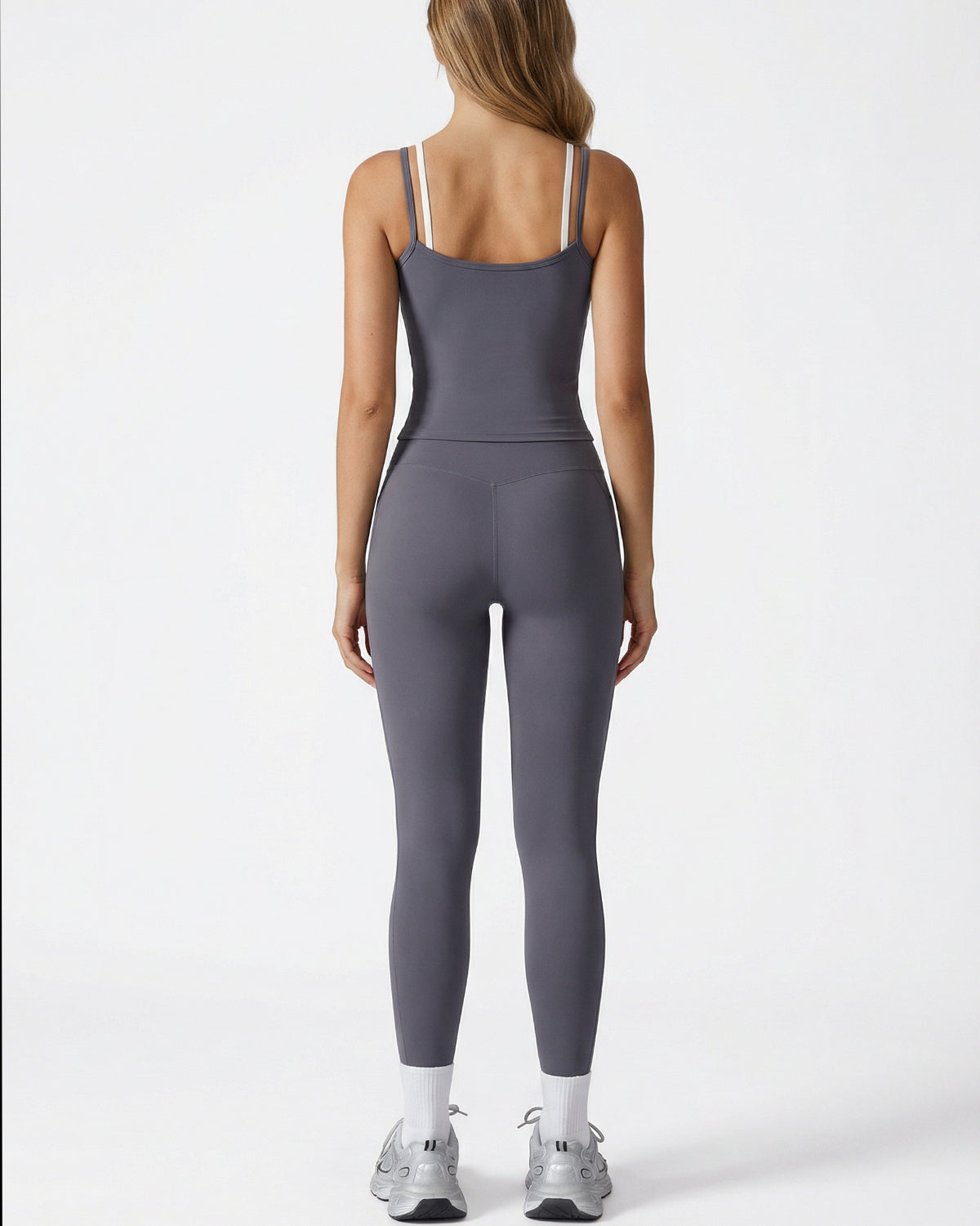 Signature Sculpt Active Set | Padded Tank + High-Waist Pocket Leggings | No Front Seam | Softretch® (Slate Grey)