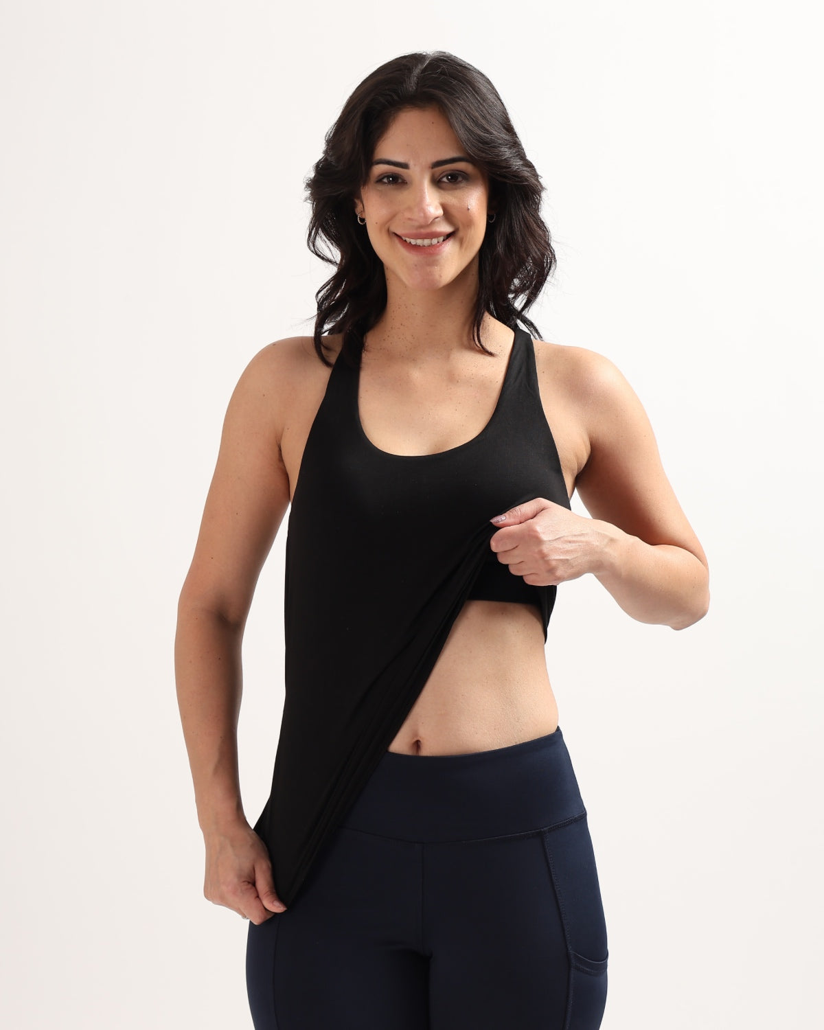 Swoosh Padded Cross-back Wrap Tank | Original Softretch® | In-built Sports bra | Yoga Top (B)
