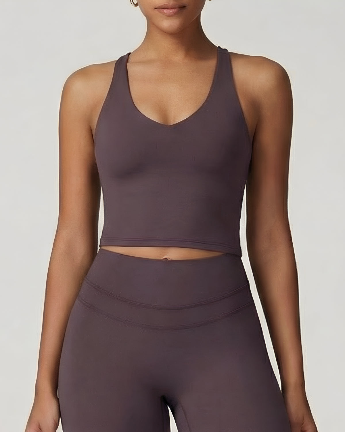 Core Sculpt Fit Set | Adjustable Straps Tank | Removable Pads | No Front Seam Leggings | Softretch® Workout Co-Ord (Purple)