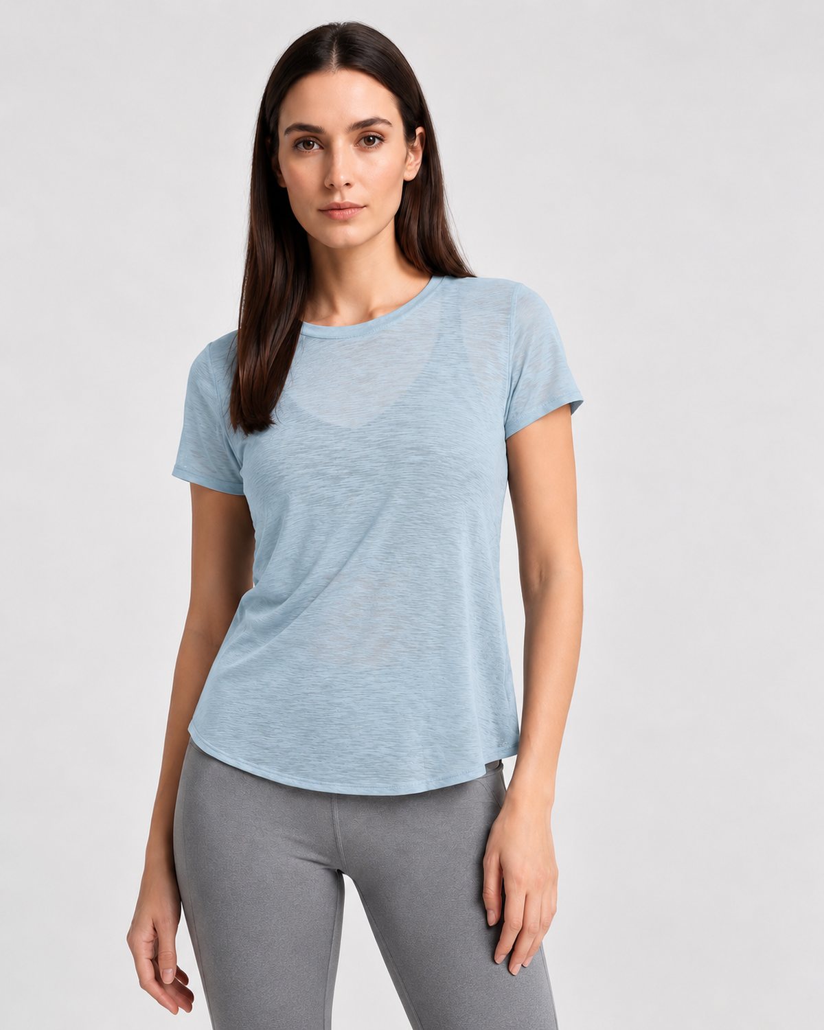 RYZ Softretch Cross-Flow Breeze Tee in Sky Blue, front view