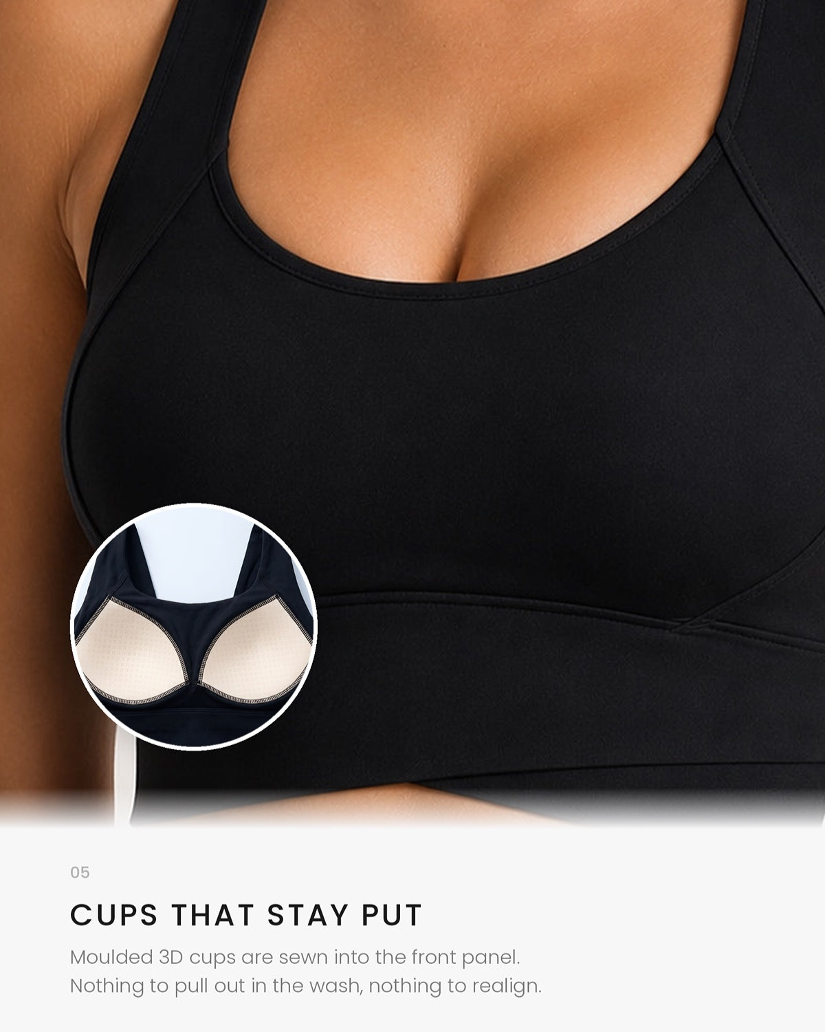 Sculpt Cross-Hem Support Bra Top (Black)