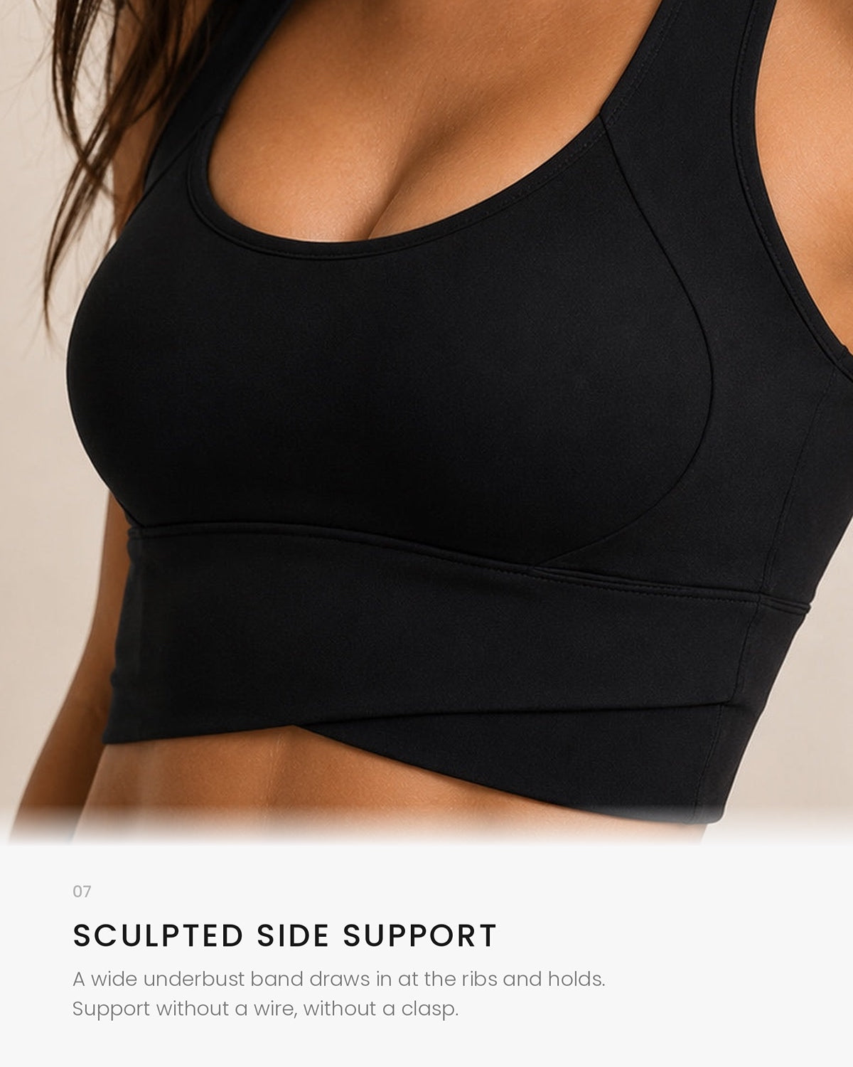Sculpt Cross-Hem Support Bra Top (Black)