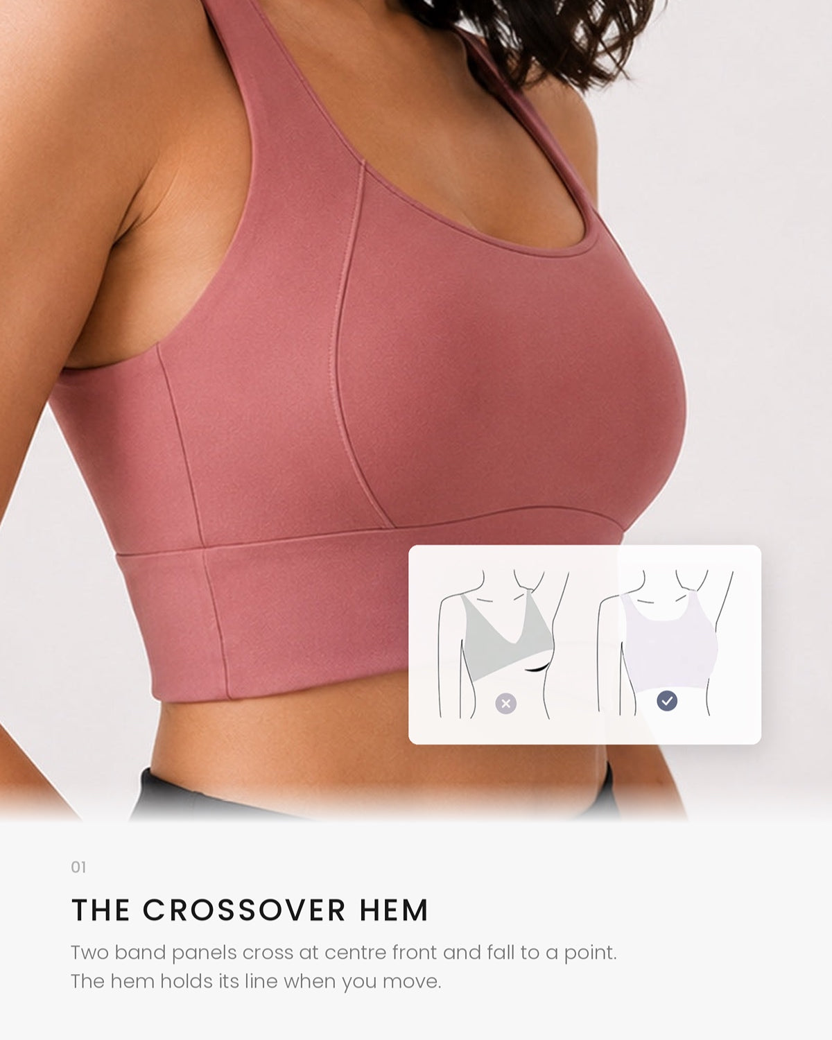 Sculpt Cross-Hem Support Bra Top (Blush Pink)